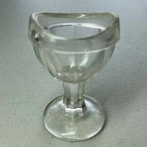 Antique Eye Wash Rinse Stemmed Glass Eye Cup Holder VTG Curiosity Oddity Decor